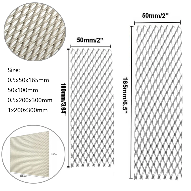 1pcs Titanium Metal Grade Mesh Perforated Holes plate expanded 0.5x50x165mm 50x100mm 0.5x200x300mm 1x200x300mm