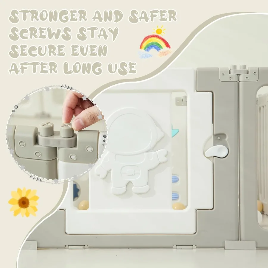 14 painéis caneta de jogo do bebê extra grande cercadinho do bebê dobrável astronautas jogar canetas para bebês e crianças portátil ajustável cerca