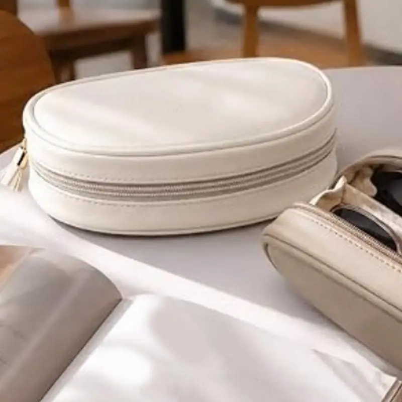 Two-Compartment Eyeglasses Case with Two Zippered Sections, Inner Divider, and Room for Glasses and Sunglasses 6XDA