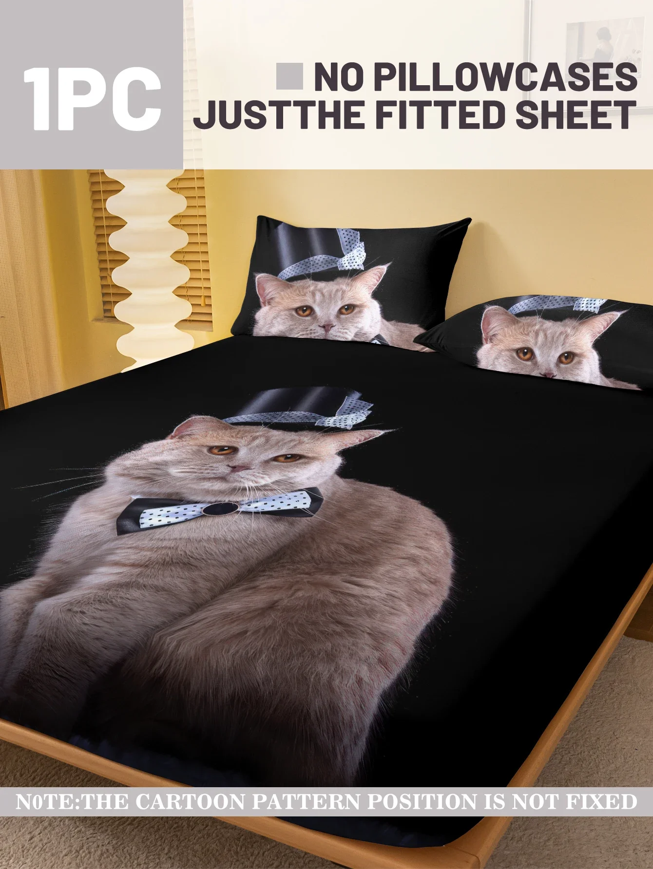 1 cartoon cute Animal Cat digital printed frosted Fitted Sheet,bedroom printed bed cover,bedding(No pillowcase)