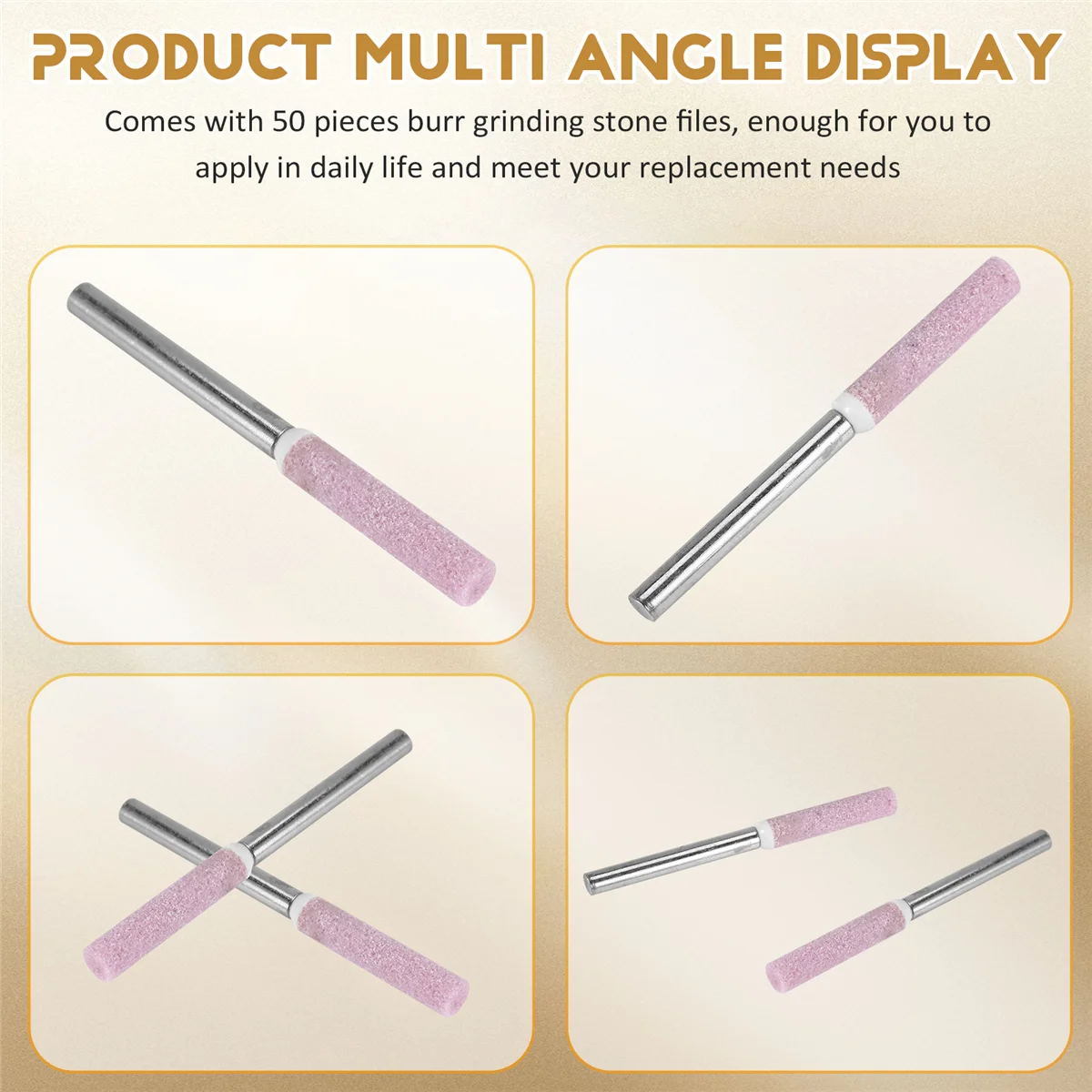 50 Pieces Burr Grinding Stone File,Polishing Grinding Tool Grinding Bits for Chainsaw Sharpener, 0.16 Inch/ 4 mm LYZ