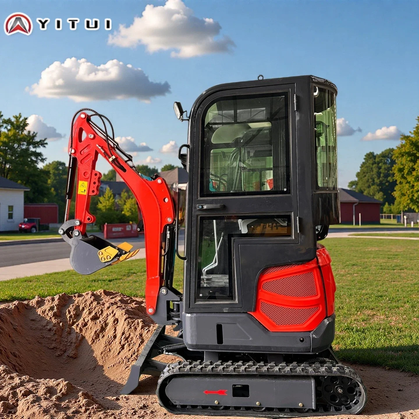حفارة صغيرة مخصصة 2.0 طن أحمر مع كابينة متوفرة مع مكيف هواء محرك كوبوتا / كوب توصيل مجاني #1