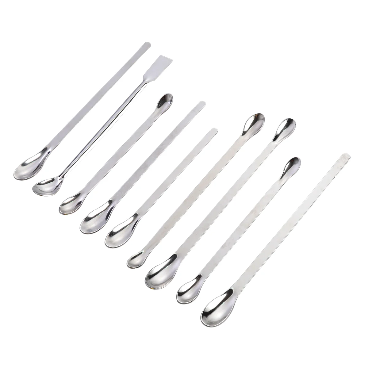 

9 in 1 Stainless Steel Sampling Spoons Laboratory Scoops Mixing Spatulas (Silver) mixing spoon sampling spatula