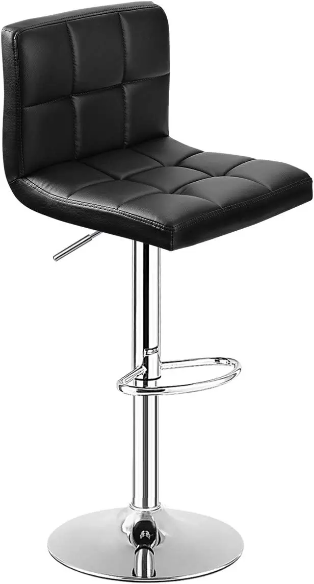 Bar Stool,Modern Swivel Adjustable Height PU Leather Barstools with Back,Square Armless Counter Height Bar Chair