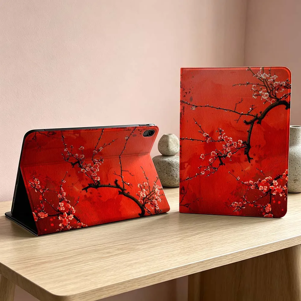 Red Plum Blossom Soft For iPad Pro Air mini 7 6 5 4 3 2 1 9gen M5 M4 11th 10th A17 Pro A16 Inch Tablet Case