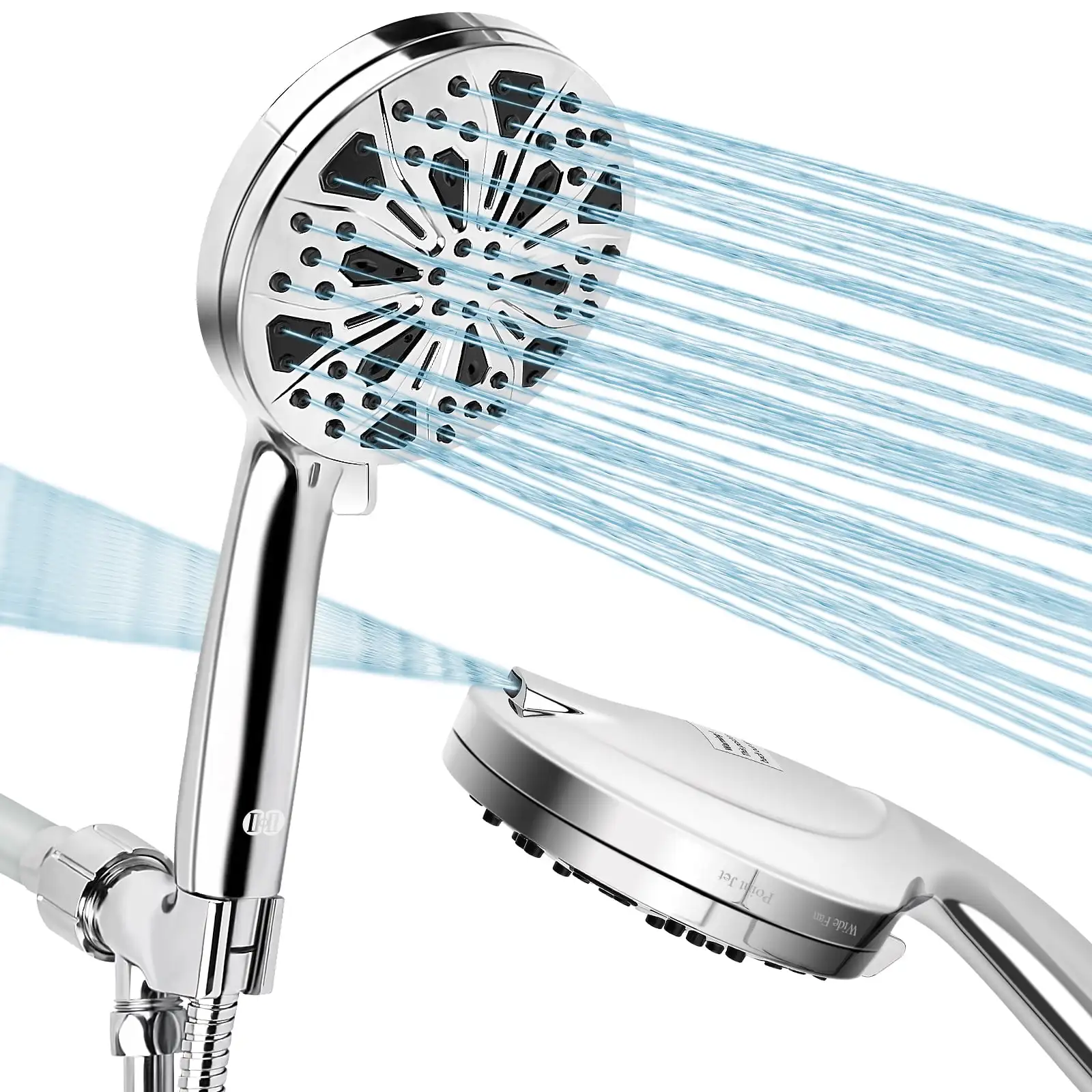 

Shower Head 10-Mode 5.1High Pressure Shower Head with Handheld 5 Ft Steel Long Hose Anti-Clog Nozzle