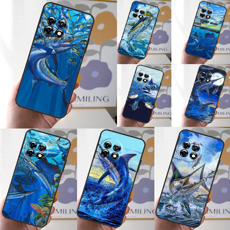 Blue Marlin Painting Case For OnePlus Nord CE 4 3 2 Lite 2T N10 N20 N30 OnePlus 12 11 9 10 Pro 8T 10T 12R Cover