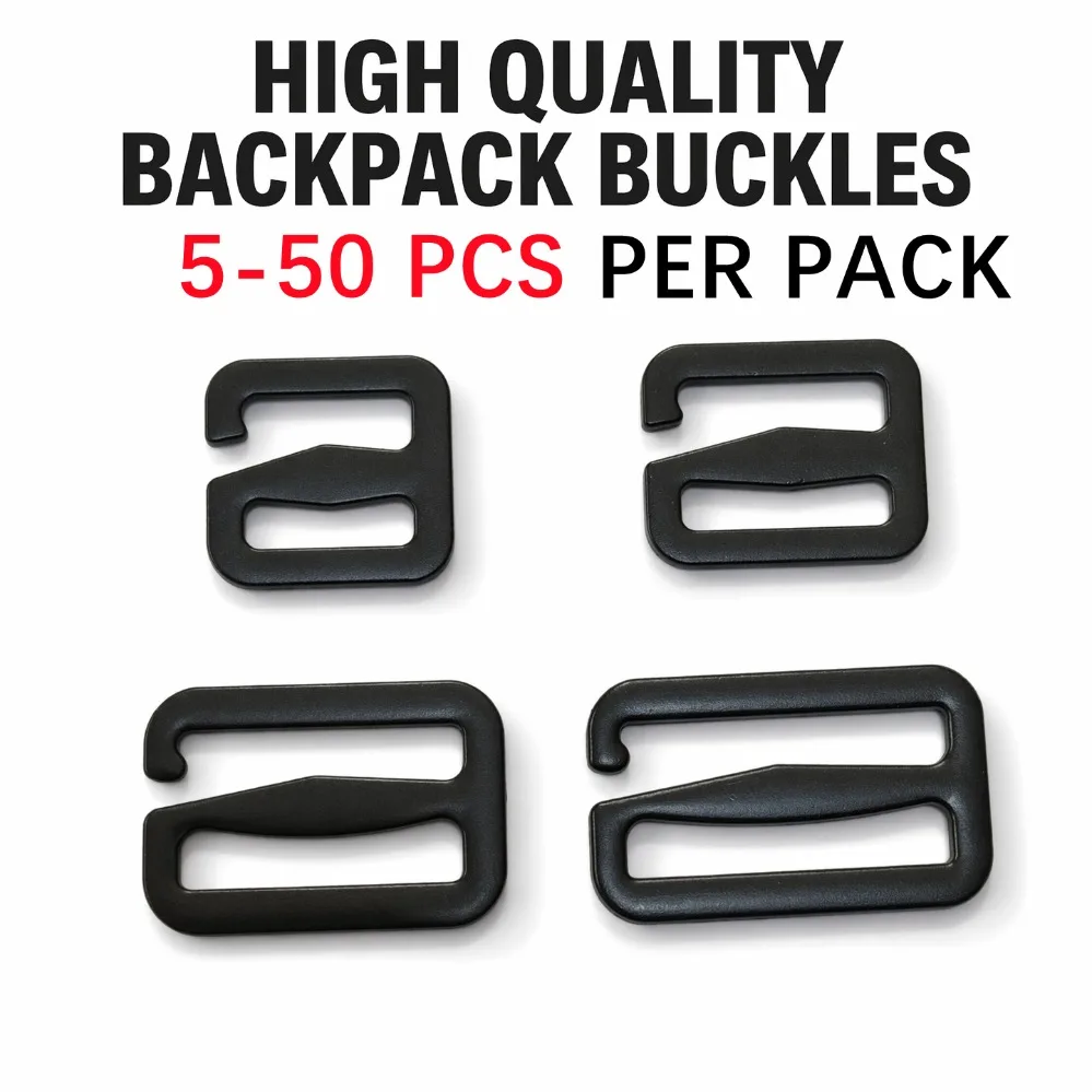 5-100Pcs 20/25/32/38mm Black Metal G Hook Buckles Tri-Glide Slider Clasp Backpack Bags Strap Adjust Buckle DIY Accessories