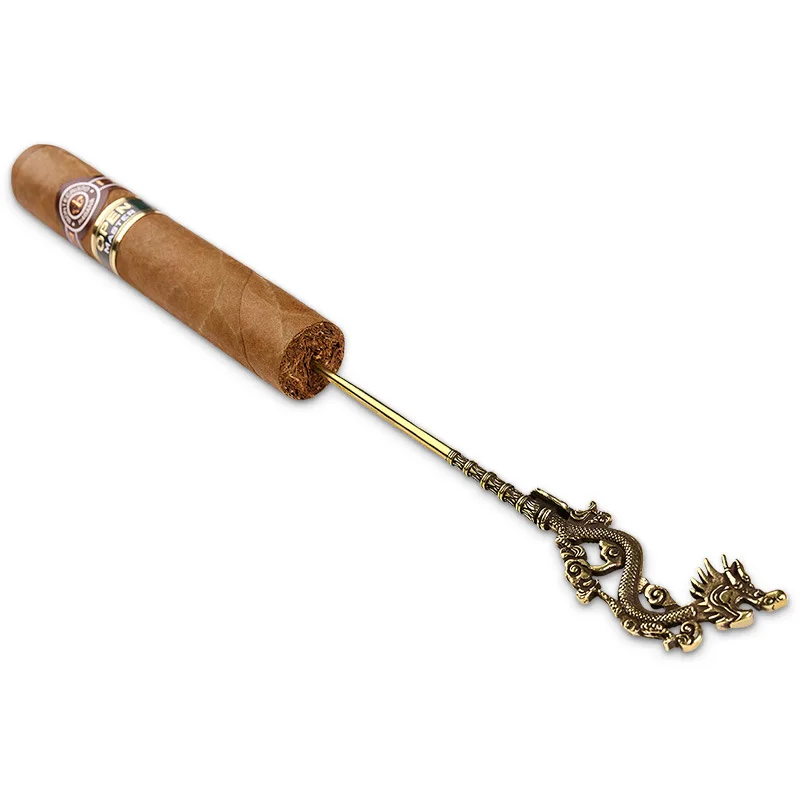 Cigar Needle Brass Cigar Dredger Portable Cuban Cigar Pine Needle Drilled Smoke Dredger view 3