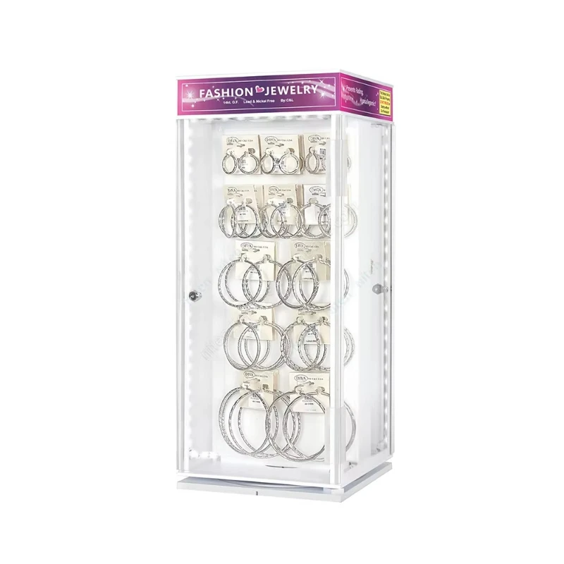Factory manufactured lockable acrylic rotating retail jewelry floor display