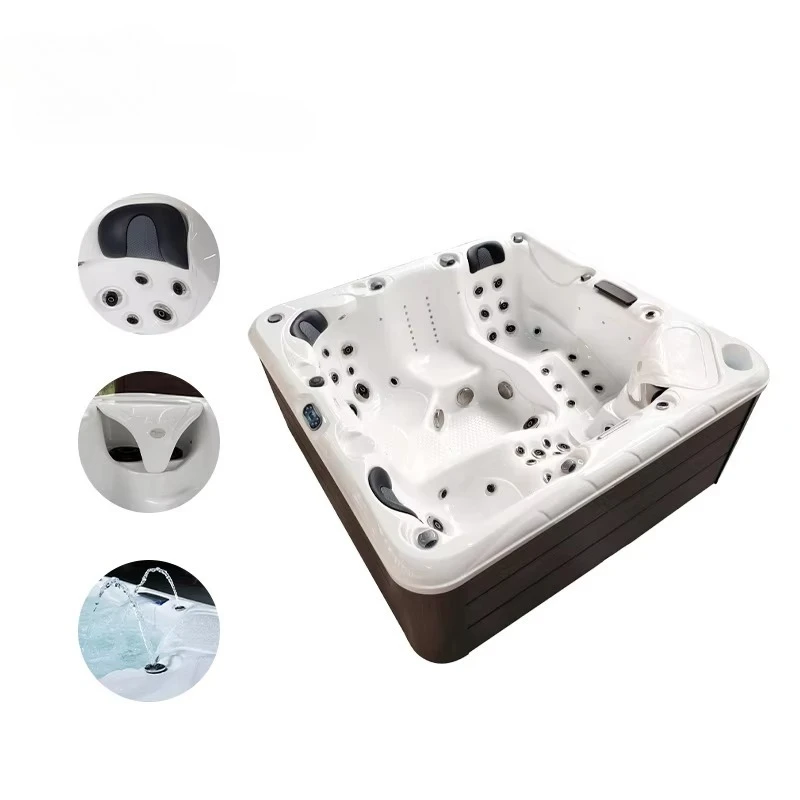 Luxury Family 5 Person Jacuzzi Outdoor Spa Hot Tub CE Certified Jacuzzi with Bluetooth Speaker Light Emitting Diode Light
