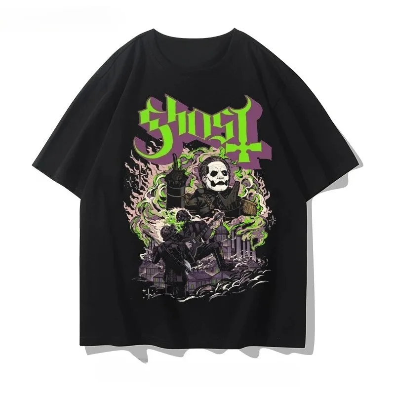 2025 Summer Ghost B.C Band Metal Commemorative T-shirt Papa Swedish Hard  Men's and Women's Short-sleeved Shirts