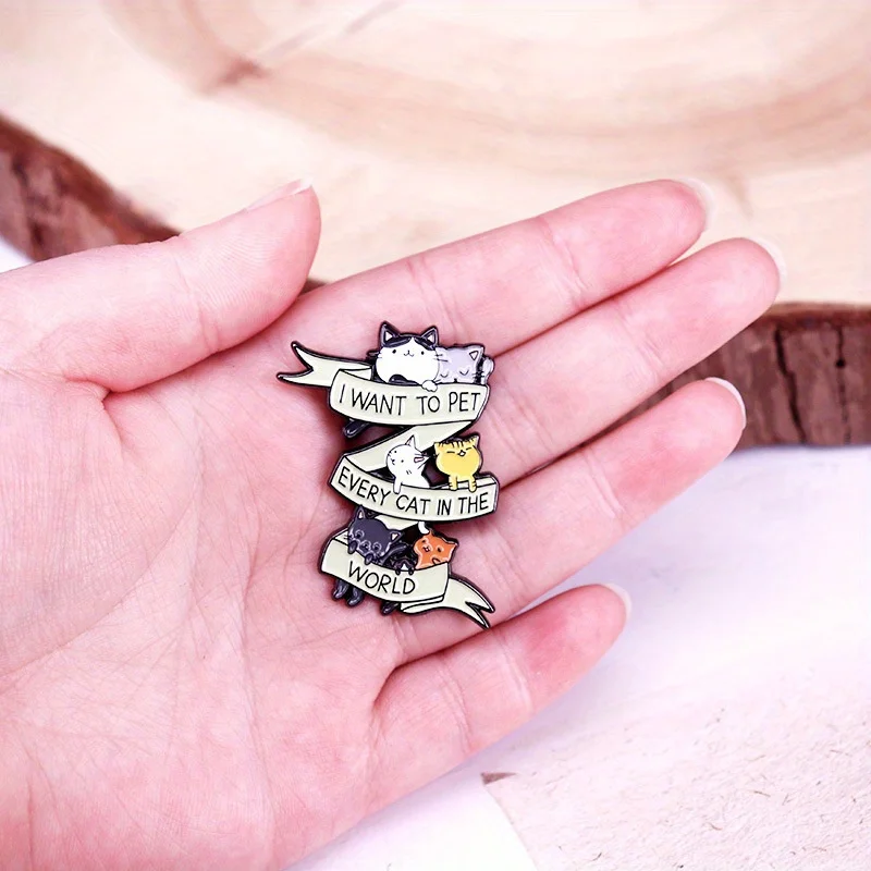 Elegant and Charming Cat Lover Enamel Button Brooch Badge