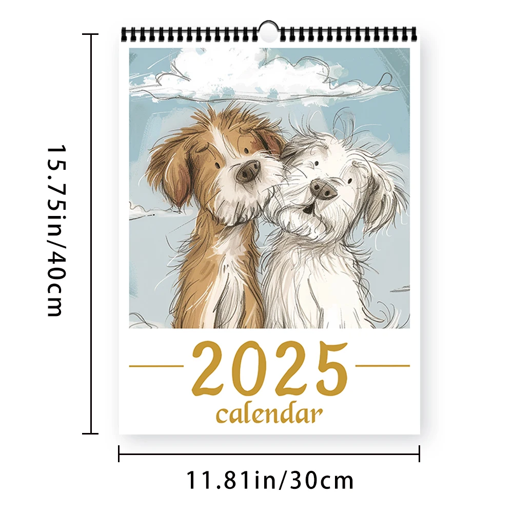 1pc,2025 Pet Dog Themed Wall Calendar - 2025 Calendar, 12 Months Monthly Planner, Great Gift Idea, US General Items Included