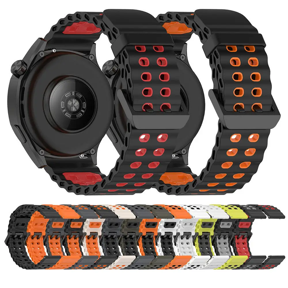 Two-color Wave Silicone Band For Blackview W80 Pro W70 Pro Sport 22mm Wristband Strap For Blackview W50 W50 Pro W60 X20 Bracelet