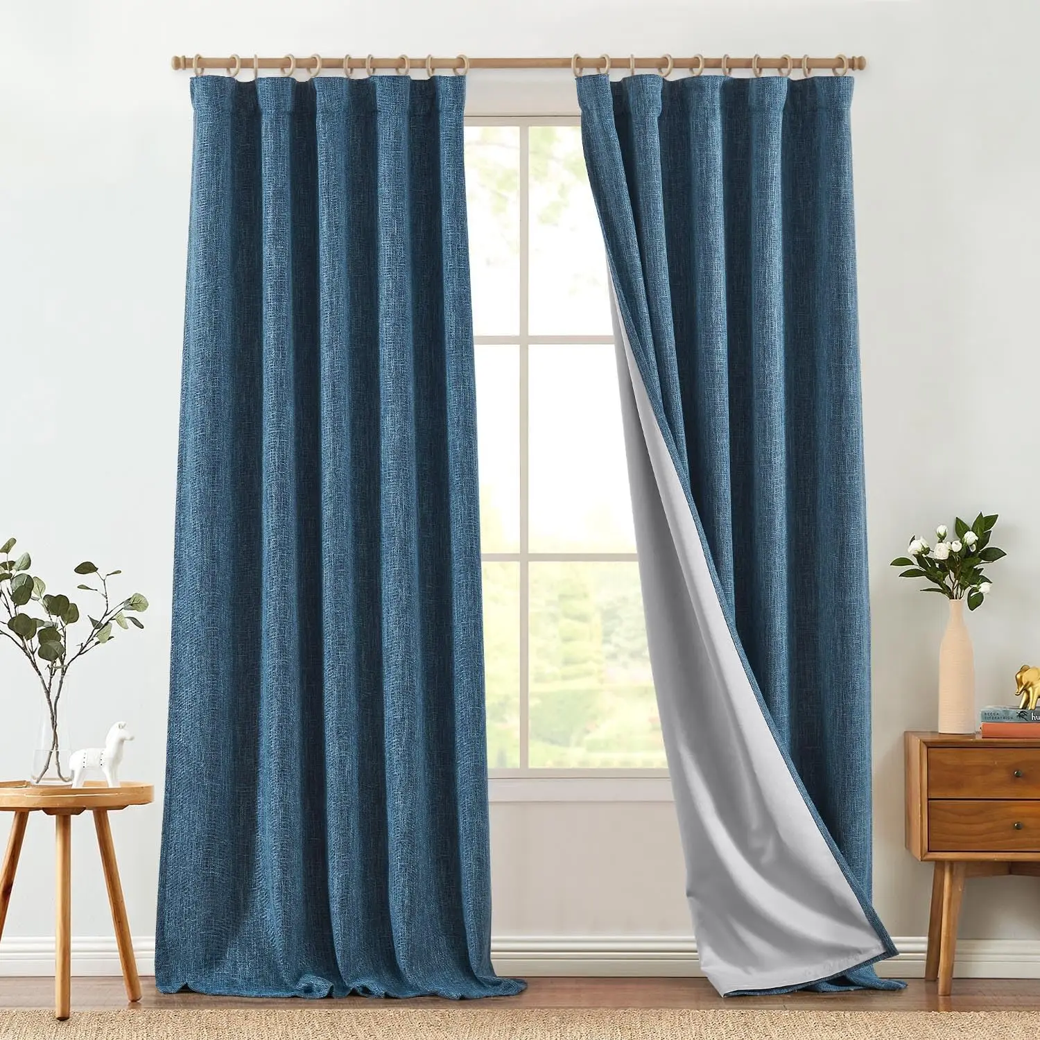

Burlap Look Curtains Blackout Curtains for Bedroom Lined Linen Textured Look for Living Room 96 Inches Long French Count