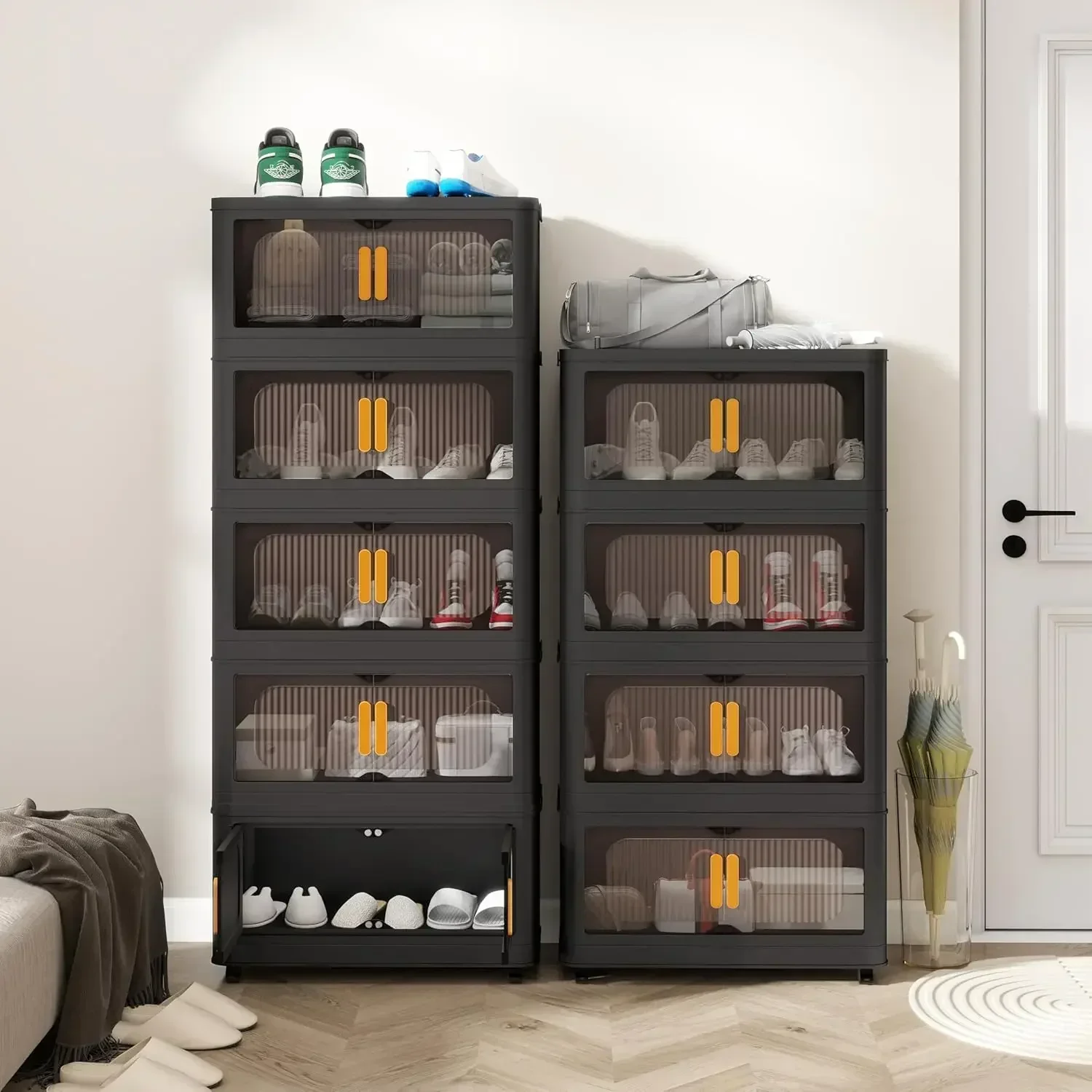 

[Free Shipping, New Arrival!]Closet Organizers and Storage, Plastic Cabinet, Stackable Storage Bins, Open Front with Magnetic Do