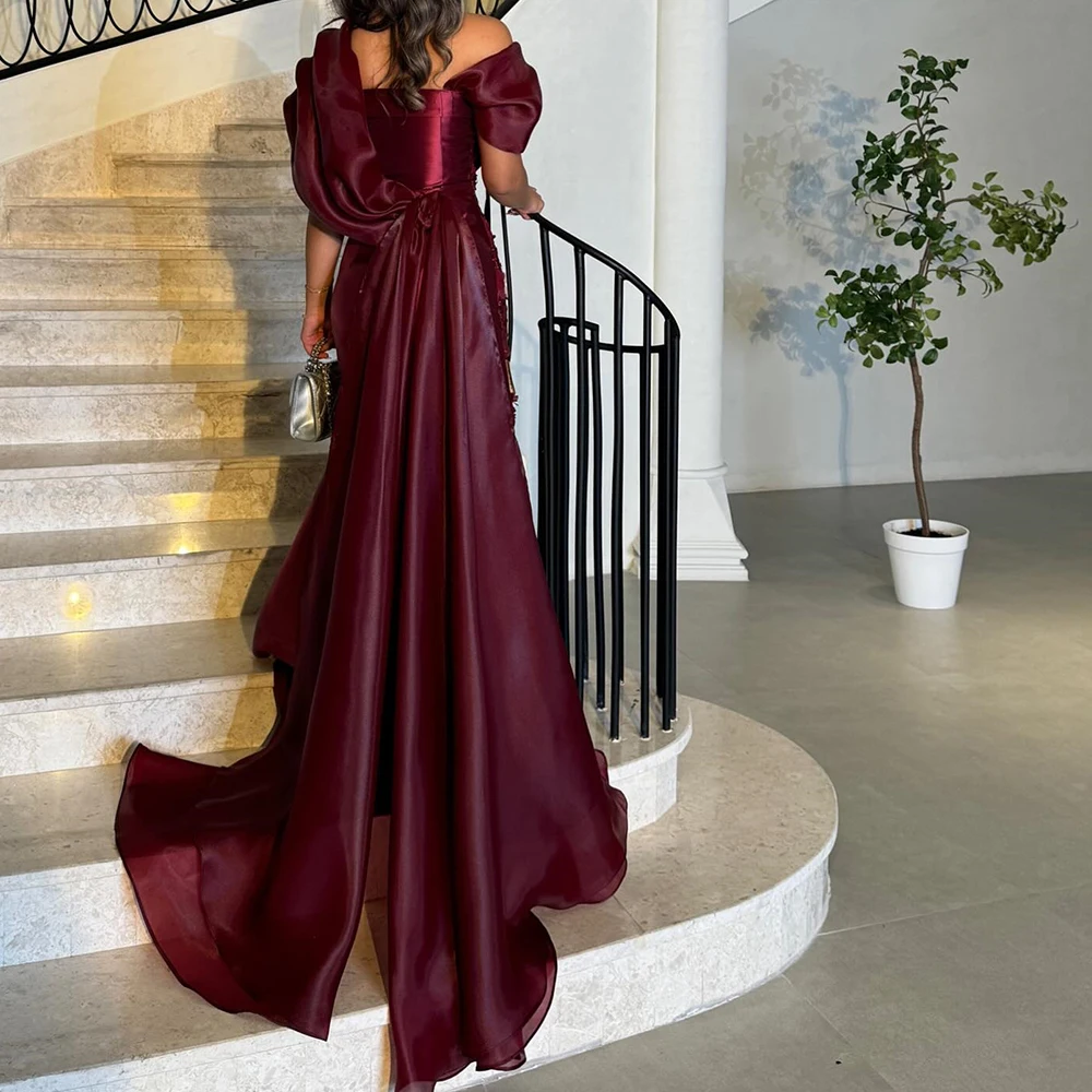 Customized Luxury Organza Straight Off the Shoulder Appliques Sequined Evening Dress Temperament Floor Length платье вечернее