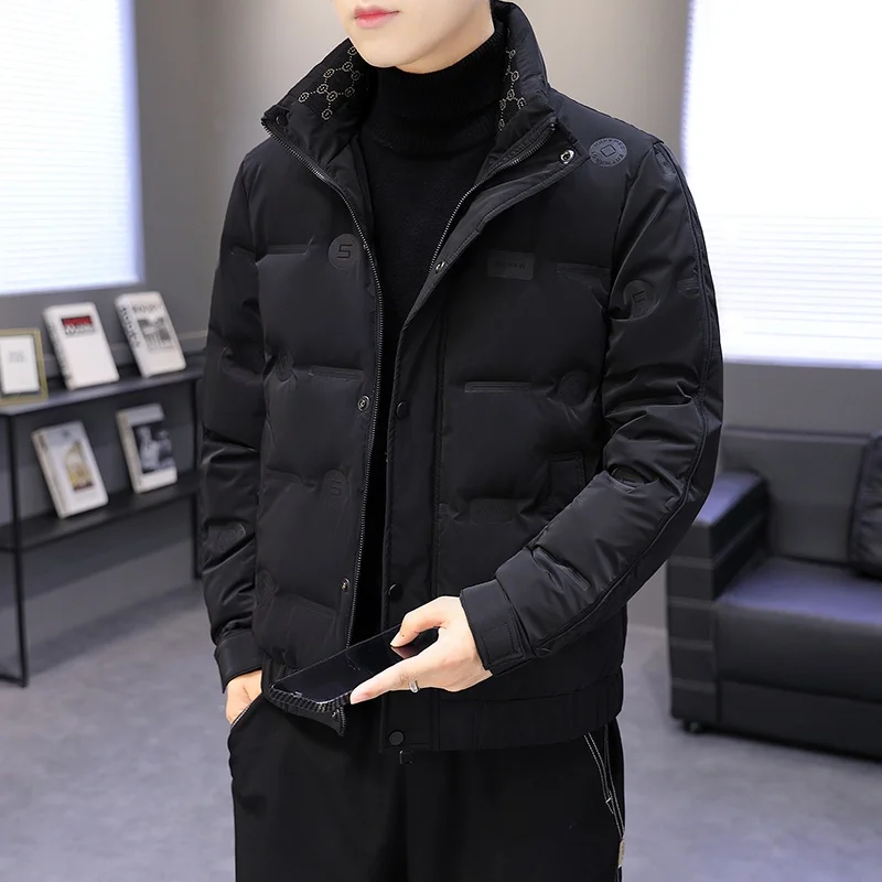

Men's down Jaet Winter New Casual Trend Pure Color Collar Coat Thi Warm ey Du down Top Faion Urban Sle Outerwear