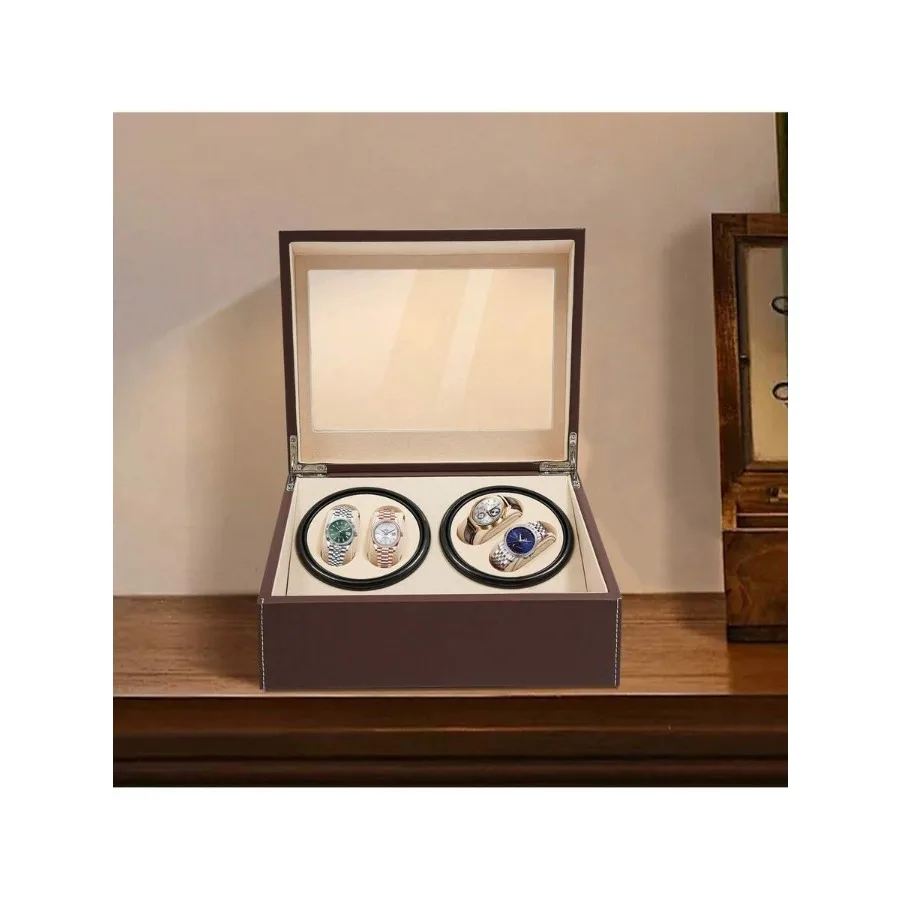 

4+6 Automatic Watch Winding Box Deluxe PU Leather Watch Display Organizer