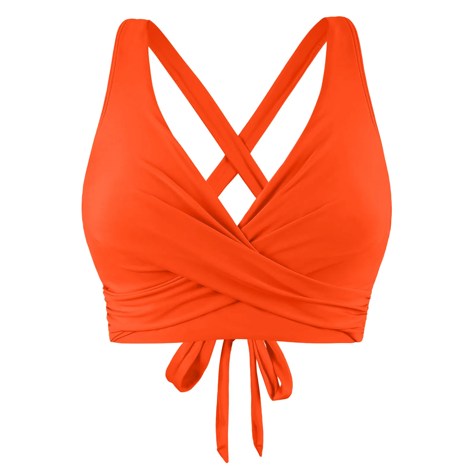 Bikini di un pezzo Top tinta unita Sport increspato con scollo a V Push Up Vest 2024 costumi da bagno Sexy da donna Halter Lace Up Backless Crop Top