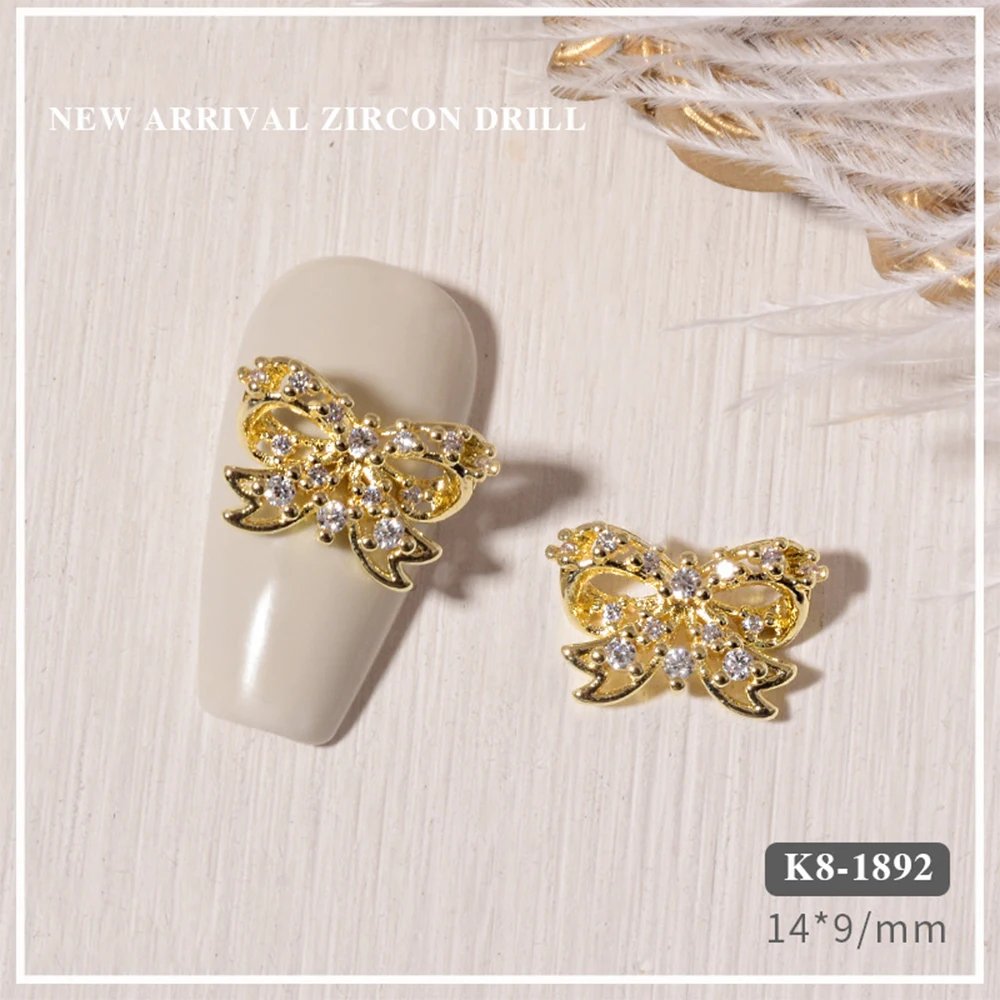 Breloques de luxe en forme d'aile brillante, fleur 3D, strass pour ongles, décorations Nail Art, outils de manucure, bijoux pour ongles