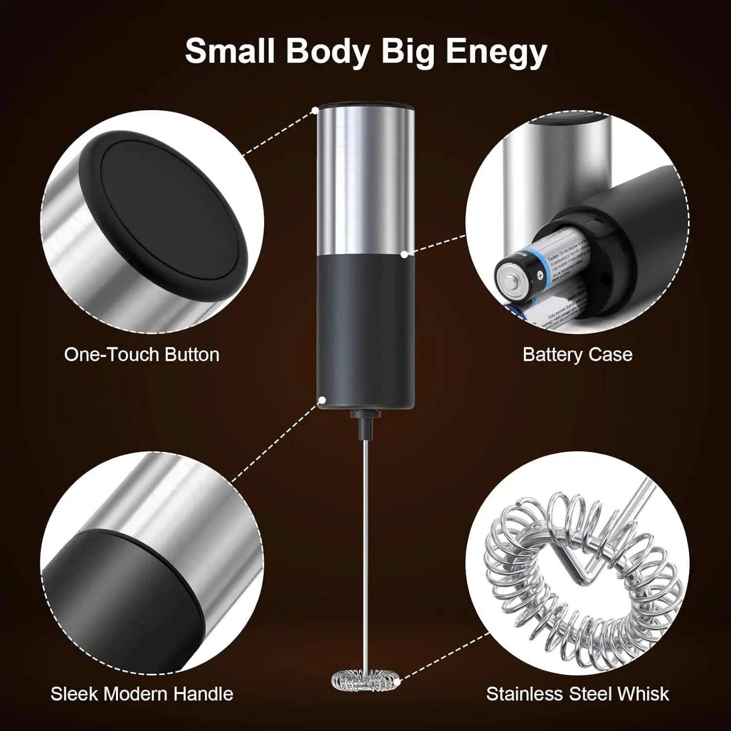 Вспениватель молока для кофе, вспениватель молока, пенообразователь на батарейках, миксер для напитков, мини-пенообразователь из нержавеющей стали для латте, укупорка