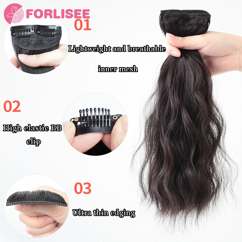 FORLISEE parrucca pezzo femminile soffice capelli ricci Pad pezzo di capelli aumenta la testa Hair Pad estensione della radice dei capelli su entrambi i lati della testa