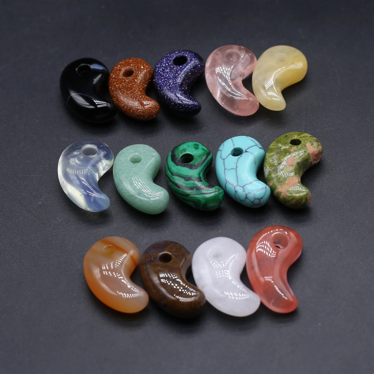 

5pcs Natural Agate Stone Pendant Comma Symbol Random Color Pendant Charms for Women Making DIY Earrings Necklace Accessories