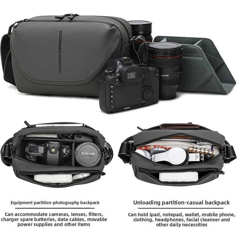 Men's Crossbody Camera Bag Portable One Shoulder Micro-Single Storage Outdoor Digital SLR Camera Pouch
