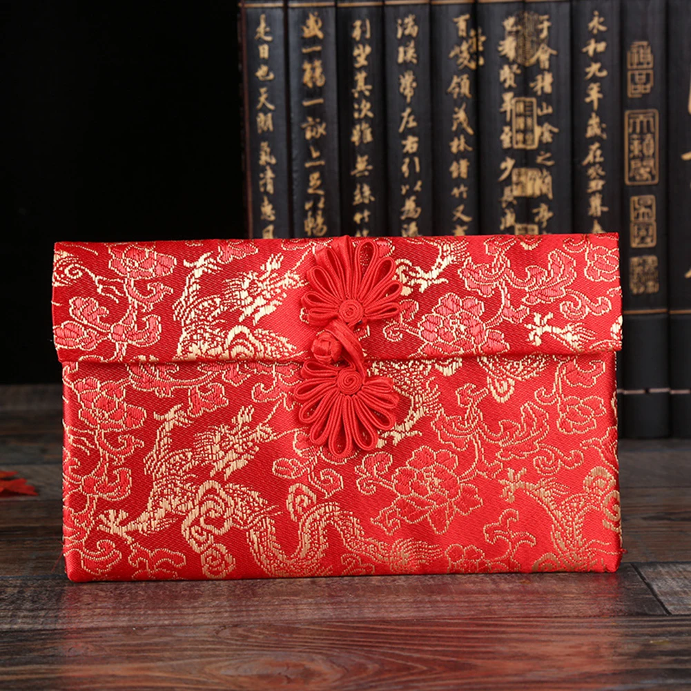 Silk Red Envelopes Chinese 2024 New Year Hongbao 2022 Lucky Pockets with Embroidery Tassel for New Year Spring Festival Birthday