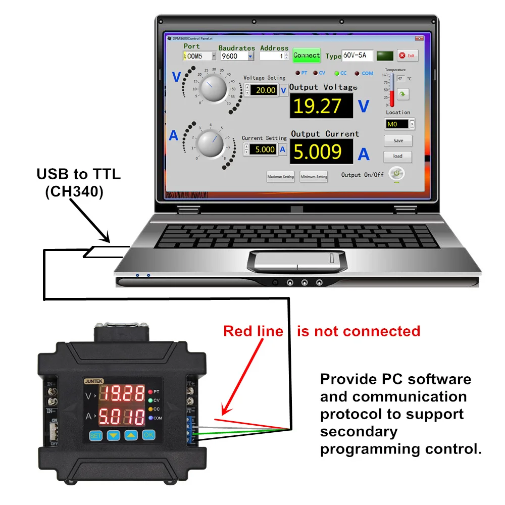 Imagem -02 - Juntek-fonte de Alimentação cc Programável Módulo Voltímetro de Corrente de Tensão Constante rf 485 60v a 5a 8a 16a 24a 300w Dpm8605 Dpm8600