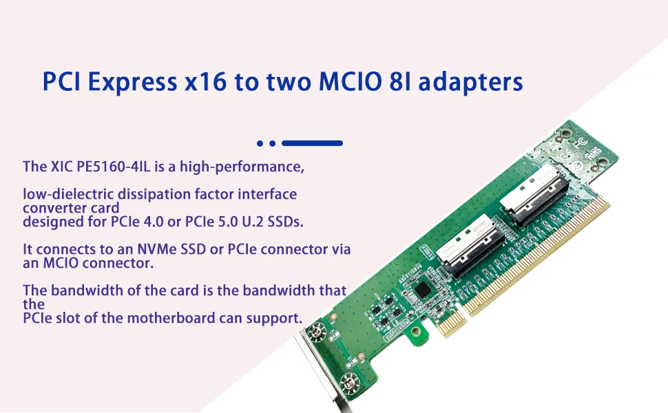 PCI Express X16 zu Zwei MCIO Erweiterungskarte 8I Adapter – Detail 2