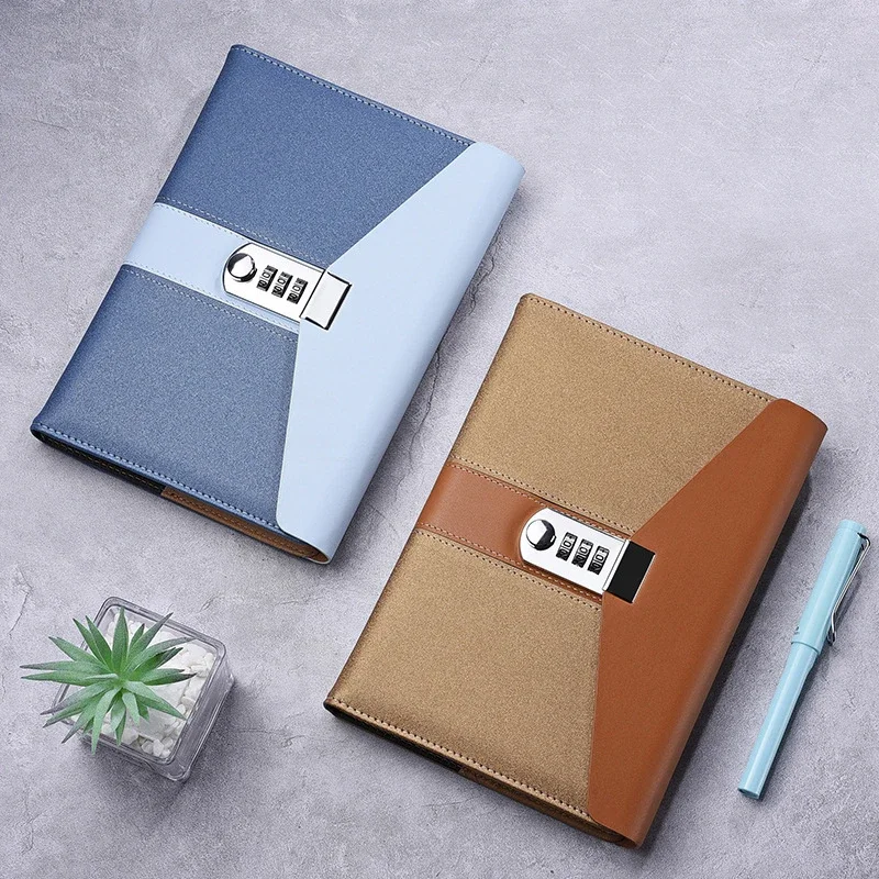 

A5 Retro Password Notebook Inner 200 Pages with Lock Secret Diary Book Journal Student Handbook Notepad Stationery School Supply