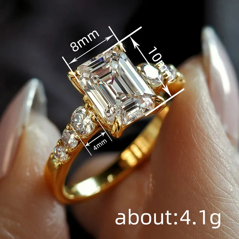 Huitan Eleganter Damenring für Hochzeit, Verlobung, luxuriös, mit hellblauem CZ-Stein, Party-Accessoires, zarter Damenschmuck, Geschenk – Detail 28
