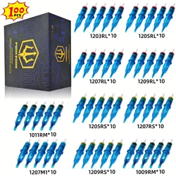 POSEIDON PRO MAX 100PCS Mixed Needle Professional Tattoo Cartridge Needles Membrane Safety Cartridges Disposable Tattoo Needle