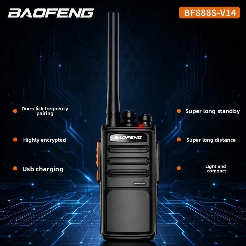Baofeng BF888S‑V14 Handheld Walkie‑Talkie High Power One‑key Copy Frequency Transceiver for Security Site Outdoor Use