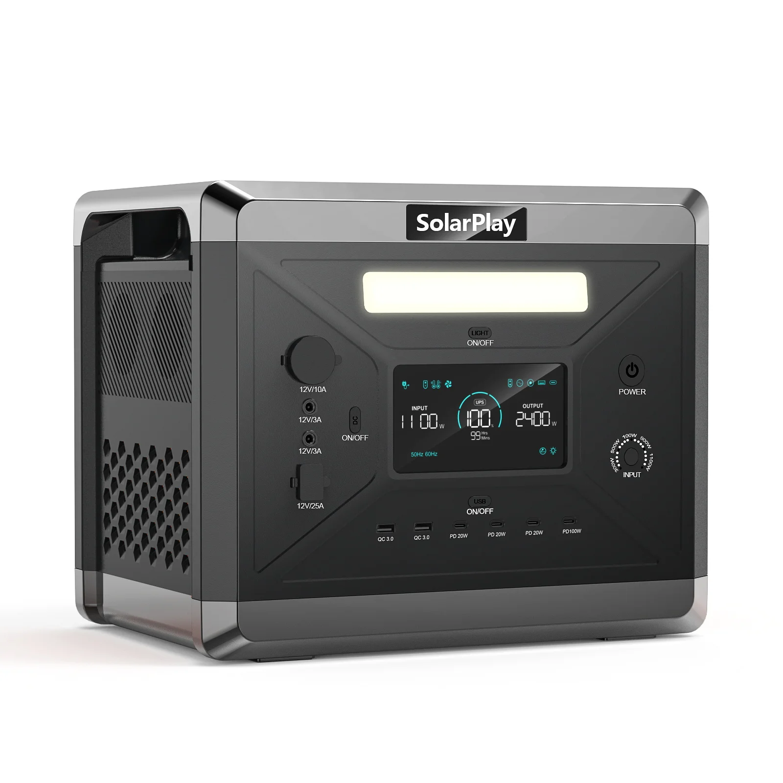 2400W Portable Solar Generator LiFePO4 Battery Pure Sine Wave Outdoor Power Station Car Jump Starter Emergency Supply Power Bank