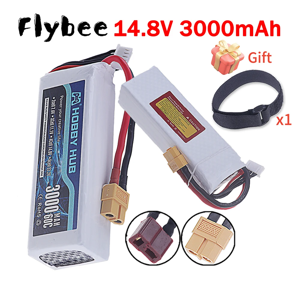 

60C LiPo Rechargeable Battery 4S 3000mAh 14.8V for RC FPV Racing Drone Quadcopter Drone Batteries With XT60 Connector Deans Plug