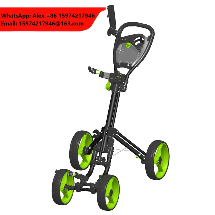 4-Wheel Aluminum Golf Push Cart Lightweight Foldable Golf Trolley For Golf Course