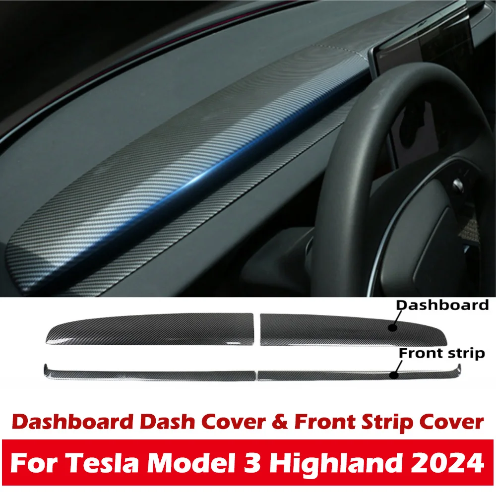 

Dashboard Dash Cover & Front Strip Cover for Tesla Model 3 Highland 2024,New Dashboard Wrap Panel Protector Interior Decorations