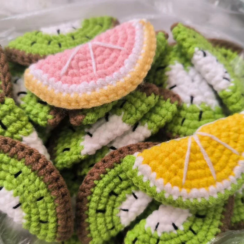 15 Stück Obst-Scheiben zum Häkeln, 5,2 cm/2,05 Zoll, Baumwollfaden, gestrickte Applikation, Penda, Nähzubehör, DIY-Haarspangen-Dekorationen – Detail 3