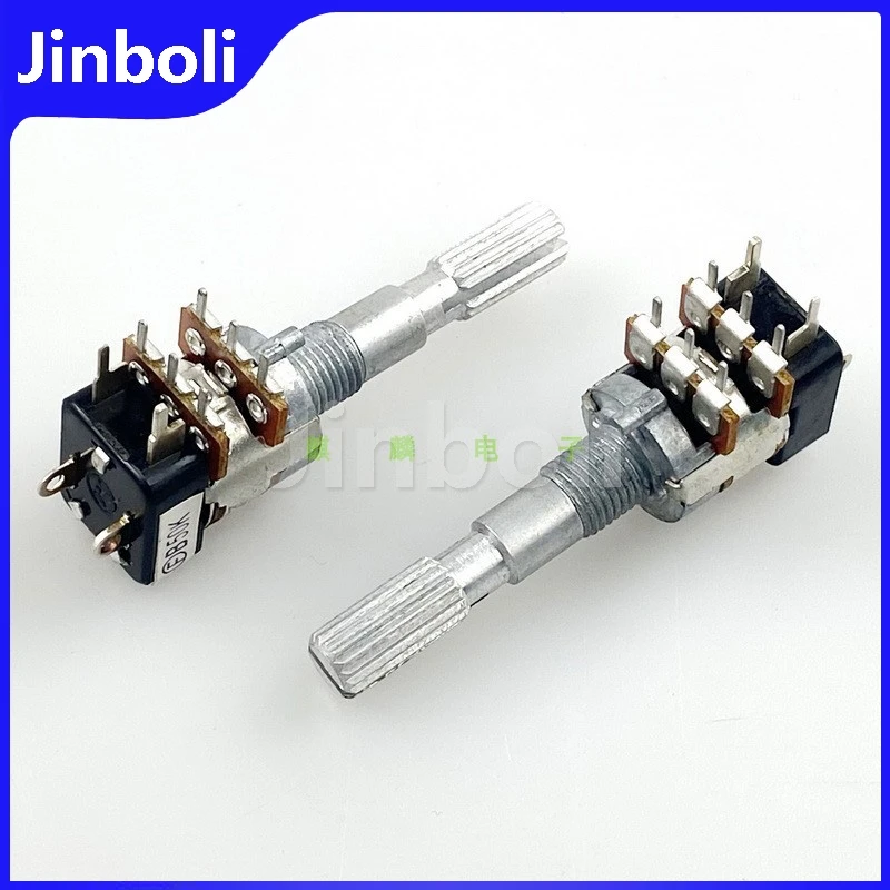 2PCS 12 Type Dual With Switch B50K Computer Speaker Volume Potentiometer 8Pins Flower Shaft Length 30mm