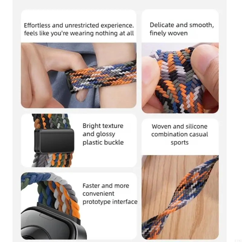 أحزمة متعددة الألوان قابلة للتبديل، حزام ساعة من النايلون المقاوم للارتداء اليومي، أحزمة ساعة مناسبة لـ fit3/4/4Pro F19E #4