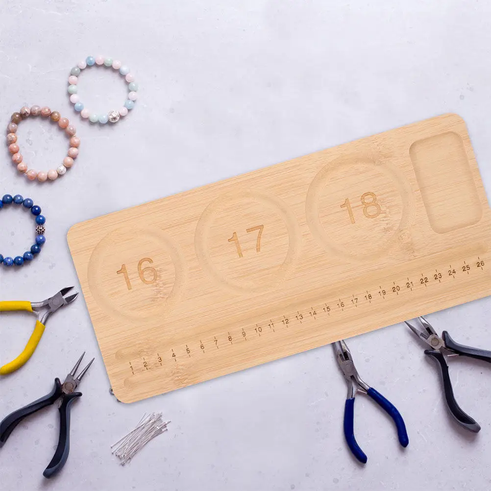 2Pcs Jewelry Making Tray Wooden Bead Boards Multi Section Organizer DIY Bracelet Necklace Craft Supply Board for Beading