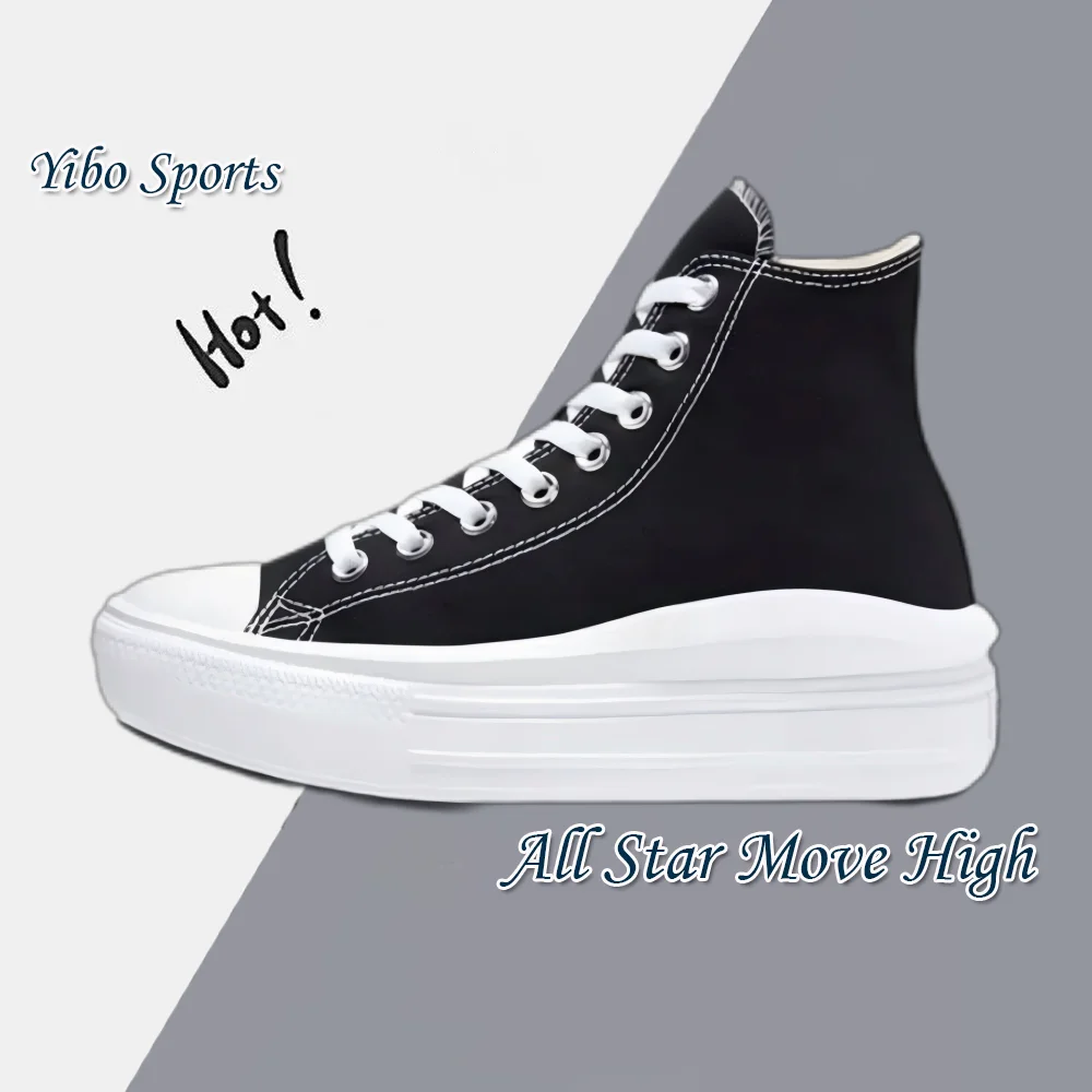 Converse Black and White Colorway All Star Move High Women's Thick Sole Casual Board Shoes Comfortable Lightweight Canvas Shoes