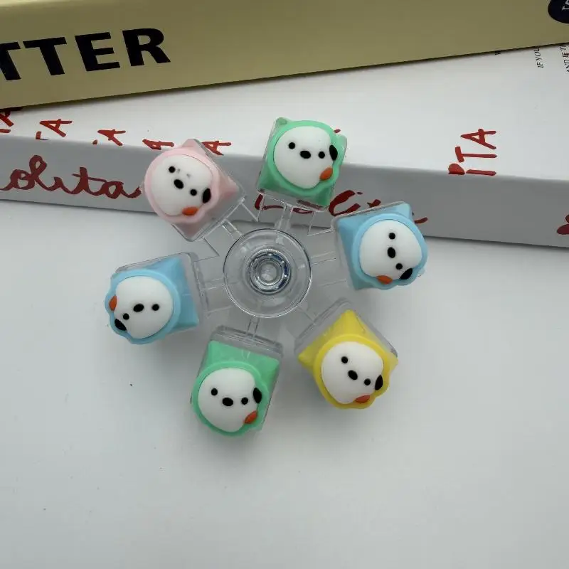 Cute Puppy Mechanical Keyboard Axis Tester LED Keyboard Key Toy Stress Relief DIY Fidget Button Keycap Fidget Keychain Toys Gift