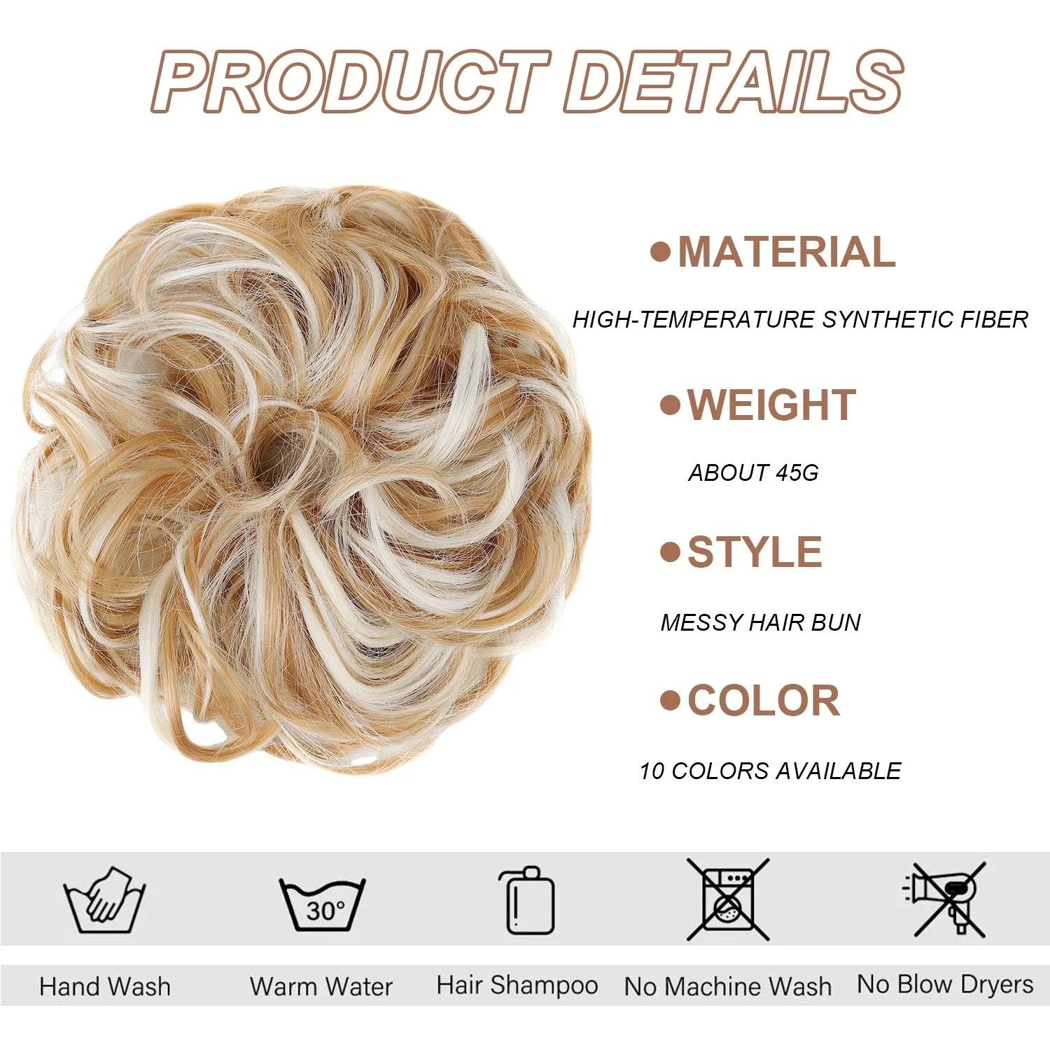 Synthetic Hair Bun Extensions Messy Curly Elastic Hair Scrunchies Hairpieces Synthetic Chignon Donut Updo Hair Pieces for Women