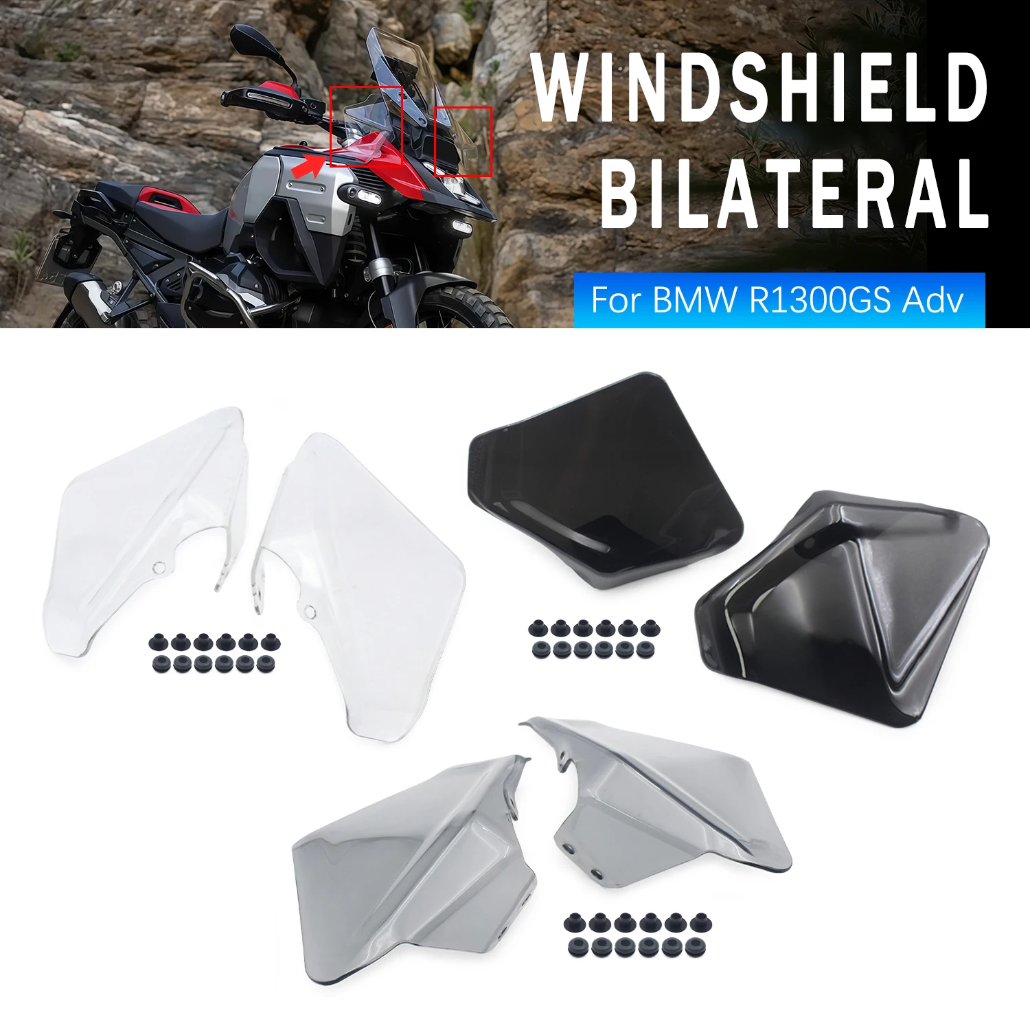 For BMW R1300GS R130GS ADV 2024 2025 2026 Windshield Bilateral Air Deflectors Headlight Protective Cover Motorcycle Part