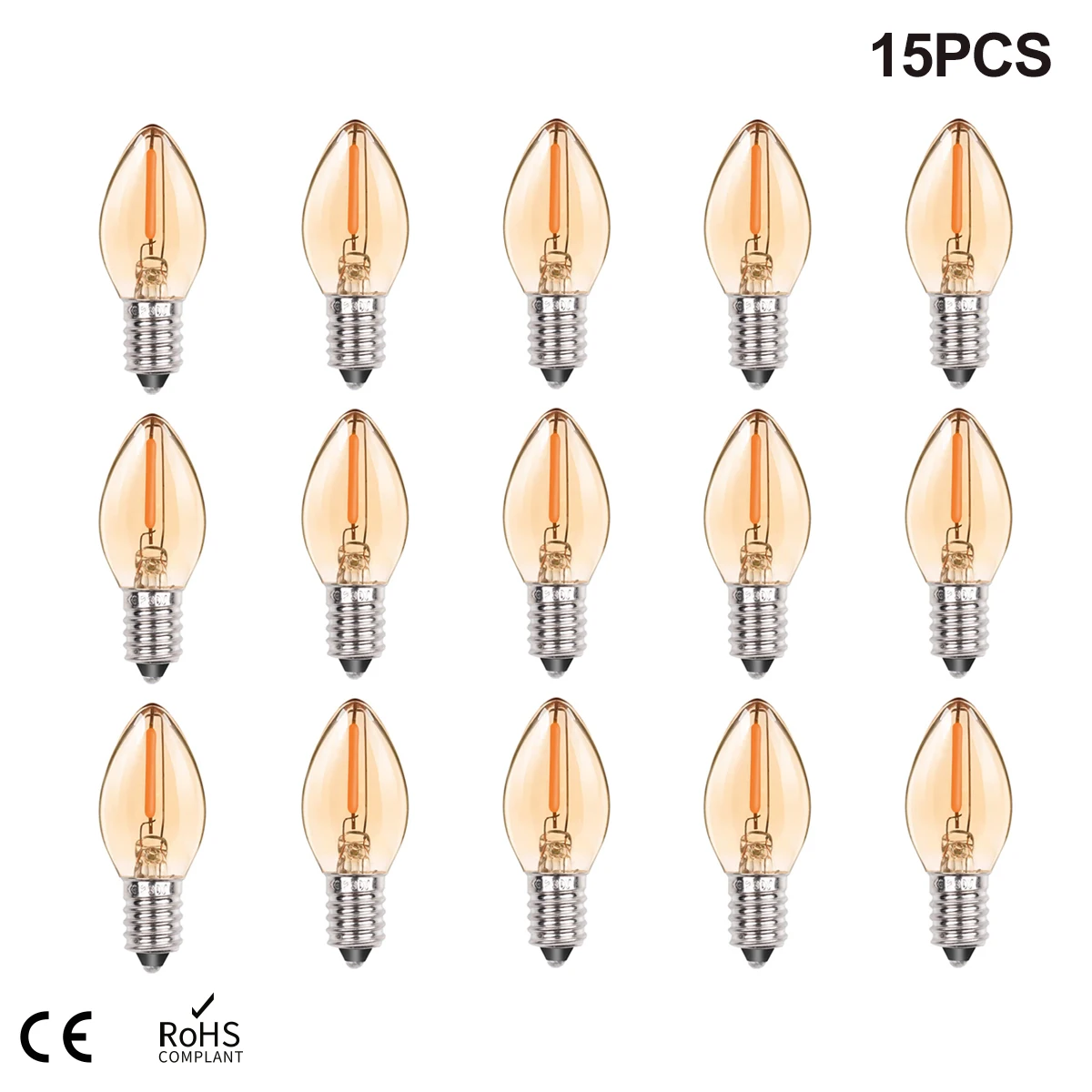 

C7 LED Night Light Bulbs 0.5W Dimmable E12 E14 Base Warm White 2200K 110V 220V Chandelier Salt Lamp Replacement Mini Candle Bulb